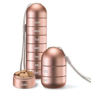 Klyvera Rose Gold Weekly Pill Organizer